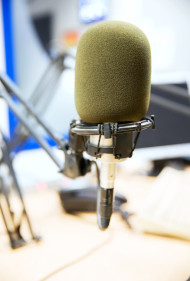 microphone at recording studio or radio station